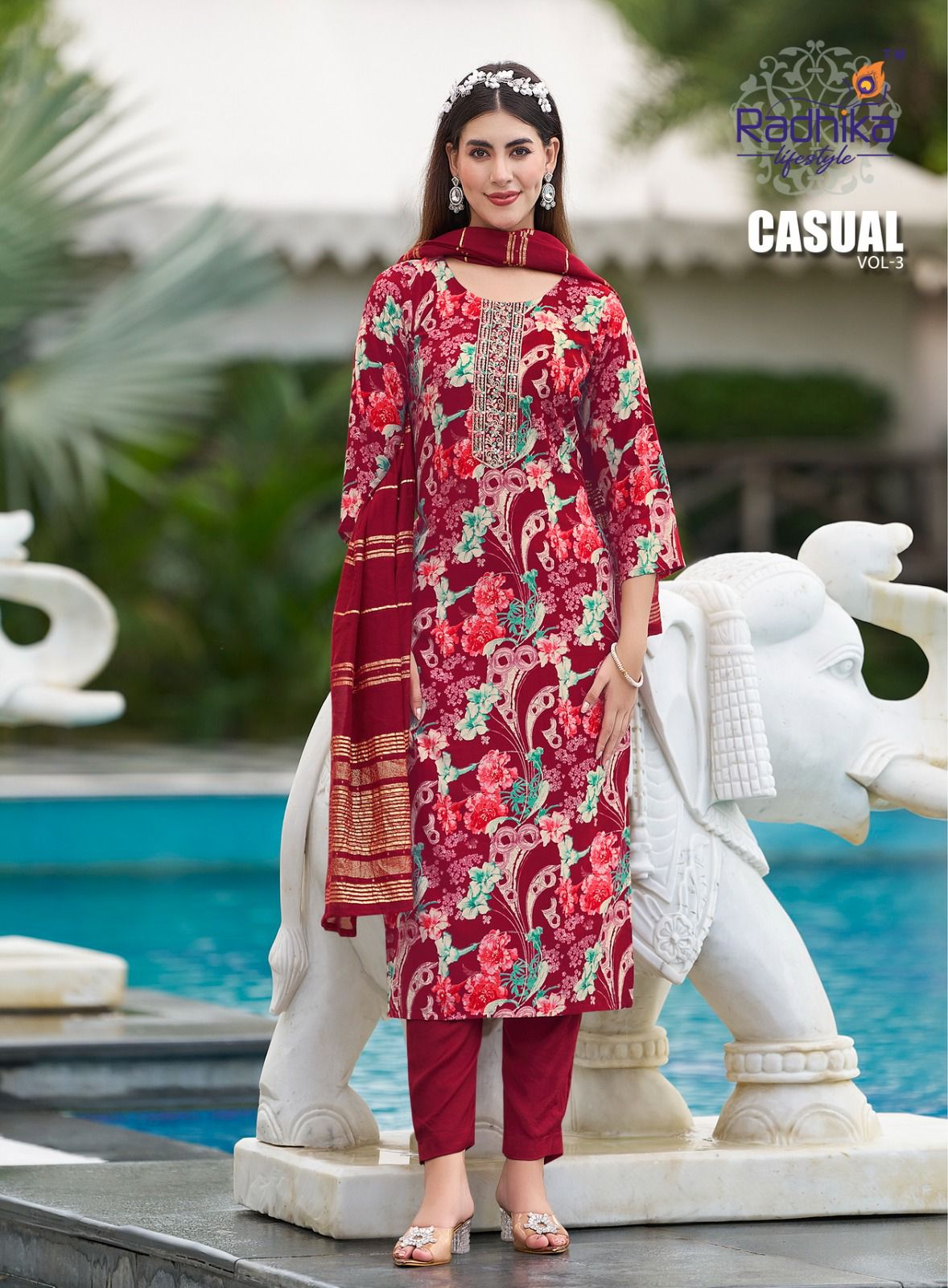 Casual Vol 3 By Radhika Rayon Printed Kurti With Bottom Dupatta Wholesale Price In Surat
